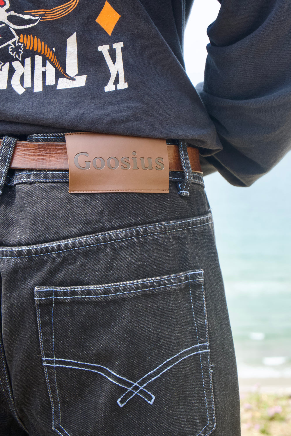 Jean baggy noir Goosius, coupe ample streetwear – vue 3