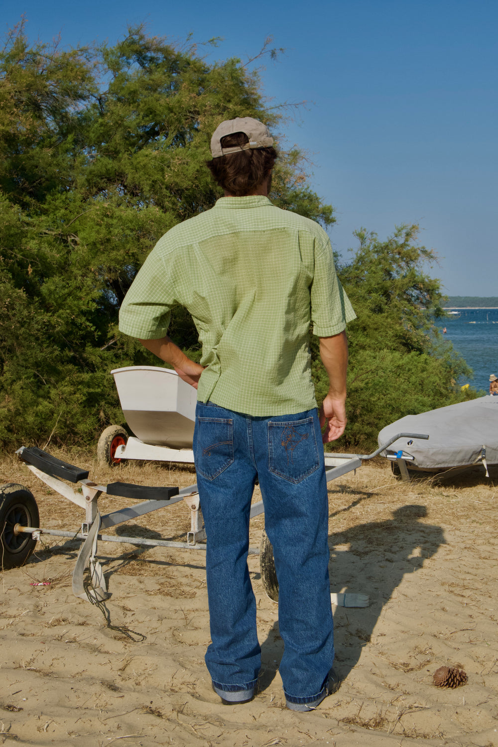 Jean baggy bleu délavé Goosius, broderie canard – vue 2